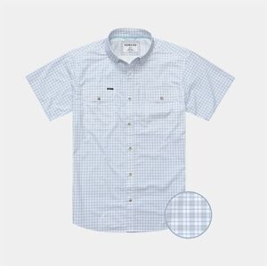 Poncho The Overcast Gray Blue Plaid Fishing Shirt Men's Large Slim Outdoor